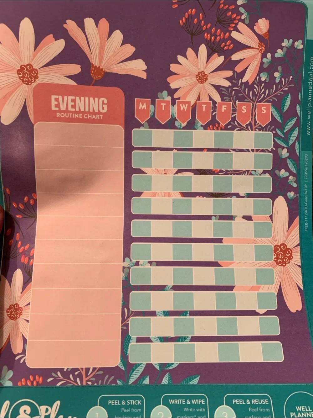 Floral Morning, Daily & Evening “Peel & Plan” Chore/Schedule Chart set